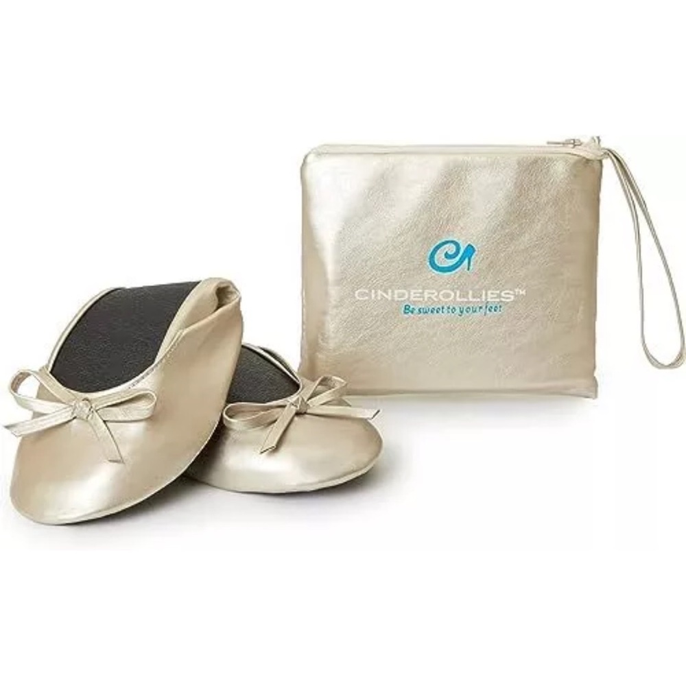 CINDEROLLIES Foldable Ballet Flats Rollable Flat Comfort Shoes with Travel Pouch